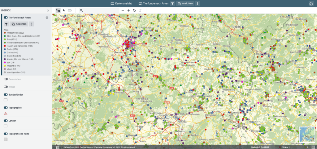 Auswertung und Statistik des Tierfund-Kataster